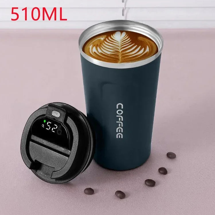 510ml Stainless Steel Coffee Thermos – Temperature Display, Insulated Mug for Hot or Cold Drinks