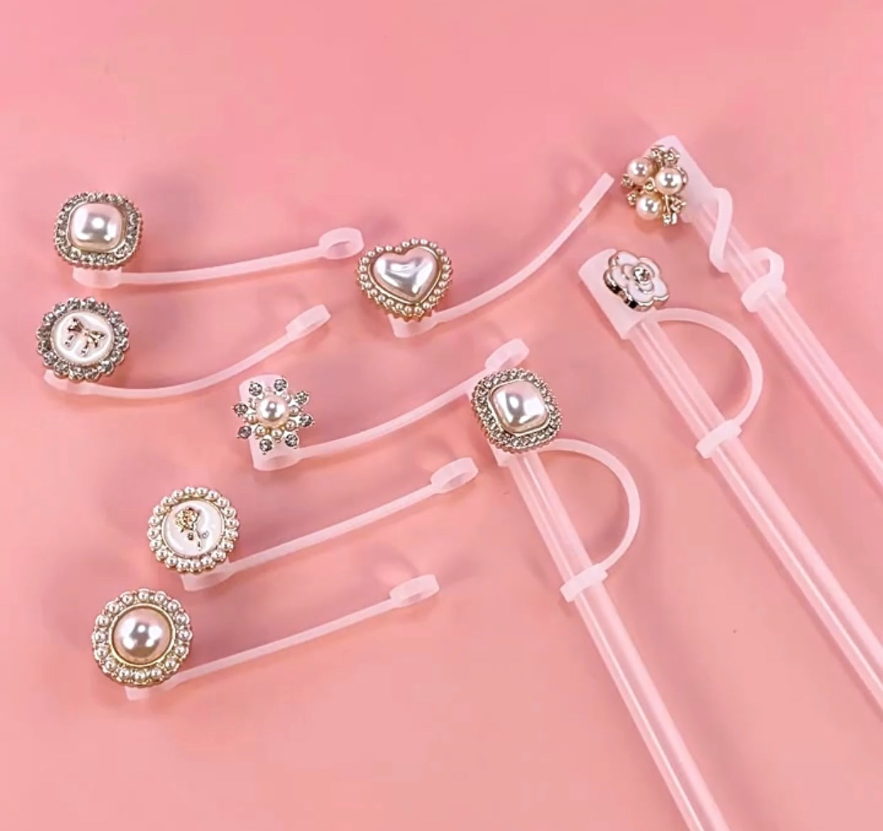 Glam Pearl Straw Charm Set (5PCs)