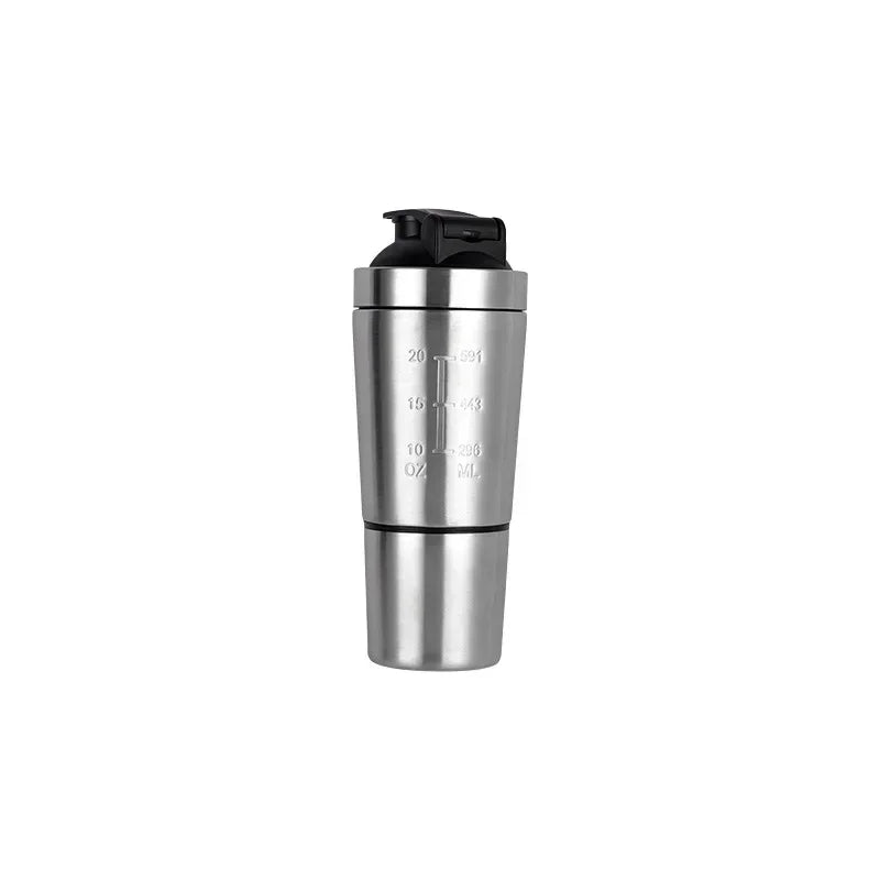 Versatile Stainless Steel Sports Shaker – Double-Layer Insulation, Detachable Design, Perfect for Whey Protein, Water, and Outdoor Adventures