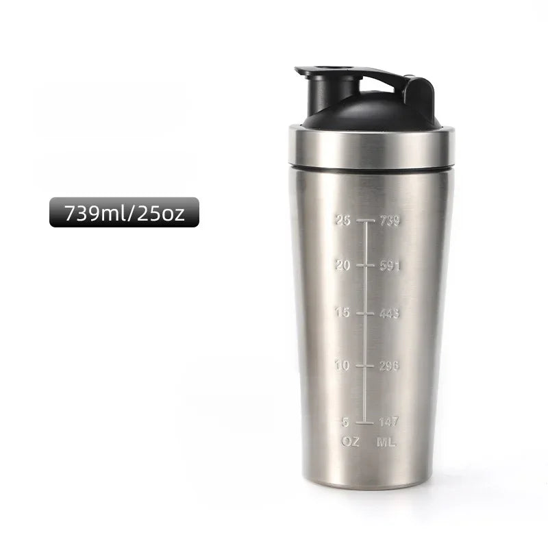 Versatile Stainless Steel Sports Shaker – Double-Layer Insulation, Detachable Design, Perfect for Whey Protein, Water, and Outdoor Adventures